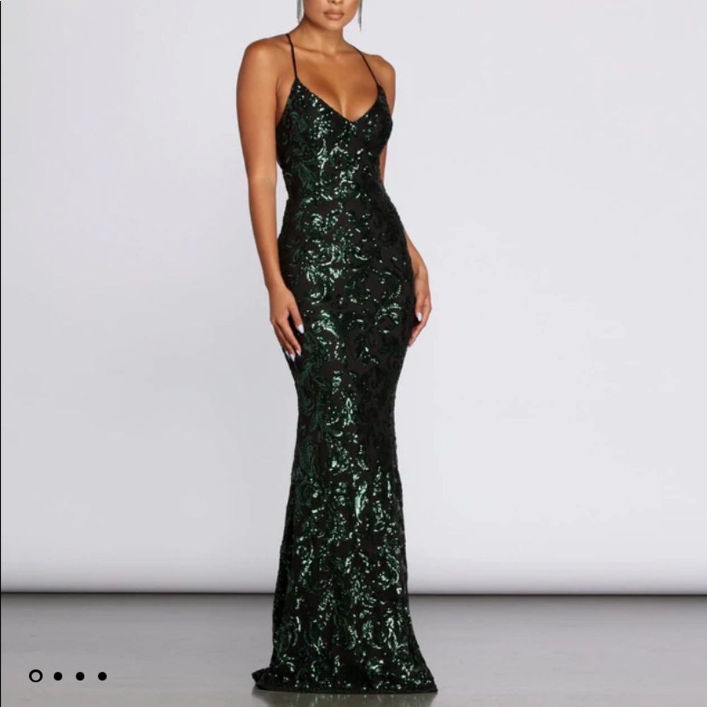 Formal sequin scroll dress